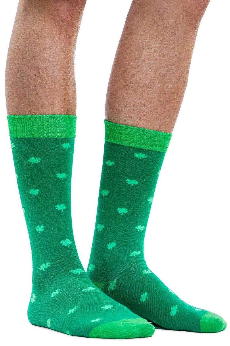 Tipsy Elves Men's Green St. Paddy's Day Clover Socks,Clover,One Size - Image 1